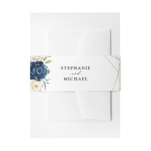 Bandeau De Faire-part Mariage géométrique or blanc champagne ivoire Navy