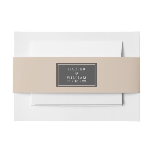 Bandeau De Faire-part mariage gris pêche (Devant Example)