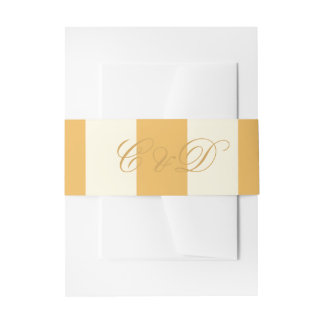 Bandeau De Faire-part Mariage jaune moutarde personnalisé rayé