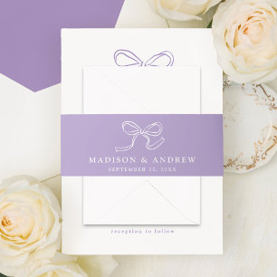 Bandeau De Faire-part Mariage Lavande Élégant Nœud