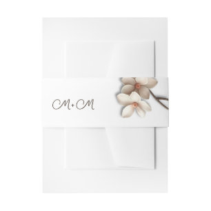Bandeau De Faire-part Mariage Magnolia 3D Blanc d'Ivoire