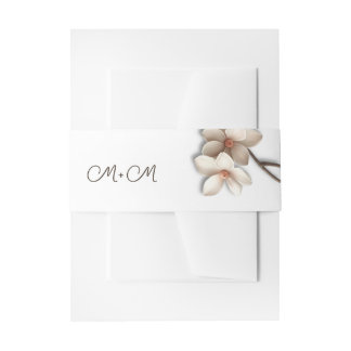 Bandeau De Faire-part Mariage Magnolia 3D Blanc d'Ivoire