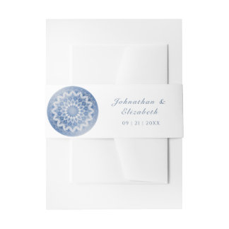 Bandeau De Faire-part Mariage Mandala Bleu Dentelle