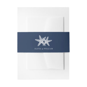 Bandeau De Faire-part Mariage minimal de la plage de Starfish bleu marin