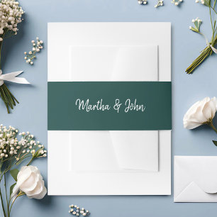 Bandeau De Faire-part Mariage Minimaliste avec écriture Hunter Green