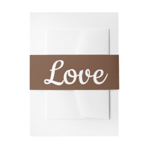 Bandeau De Faire-part Mariage Minimaliste d'Amour Brun de Fête de Fiança