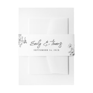 Bandeau De Faire-part Mariage minimaliste dessiné à la main en noir et b