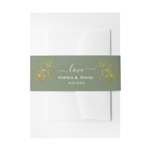 Bandeau De Faire-part Mariage minimaliste floral monogramme vert sauge