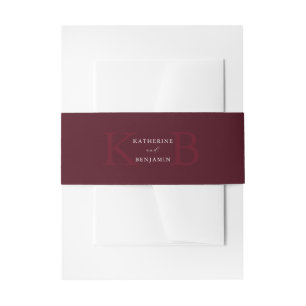 Bandeau De Faire-part Mariage Minimaliste Moderne Monogramme Bordeaux