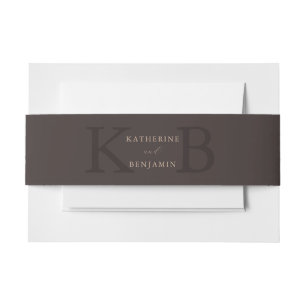 Bandeau De Faire-part Mariage minimaliste moderne monogramme marron