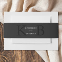 Mariage minimaliste moderne monogramme noir mat