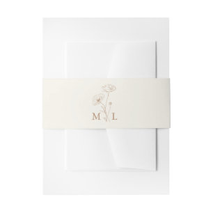 Bandeau De Faire-part Mariage minimaliste monogramme floral ivoire taupe