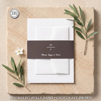 Bandeau De Faire-part Mariage minimaliste monogramme marron chocolat