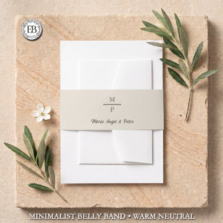 Bandeau De Faire-part Mariage Minimaliste Monogramme Neutre Chaud