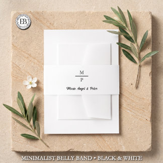 Bandeau De Faire-part Mariage minimaliste monogramme noir et blanc