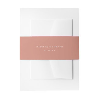 Bandeau De Faire-part Mariage Minimaliste Rose Poussiéreuse Noms des Mar