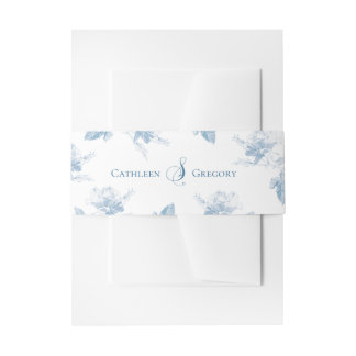 Bandeau De Faire-part Mariage Minimaliste Roses Blanches Bleu Poussiéreu