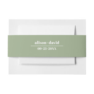 Bandeau De Faire-part Mariage minimaliste vert sauge typographie gras