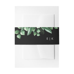 Bandeau De Faire-part Mariage moderne à feuilles fraîches vertes