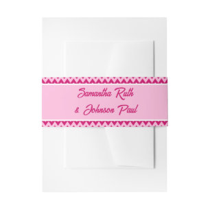 Bandeau De Faire-part Mariage Moderne à Rayures Chevron Rose Pâle