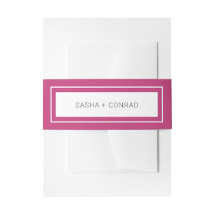 Bandeau De Faire-part Mariage Moderne avec Bordure Rose Vibrante et Gras