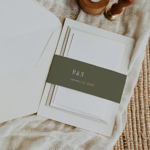 Bandeau De Faire-part Mariage moderne chic Olive Green Monogram