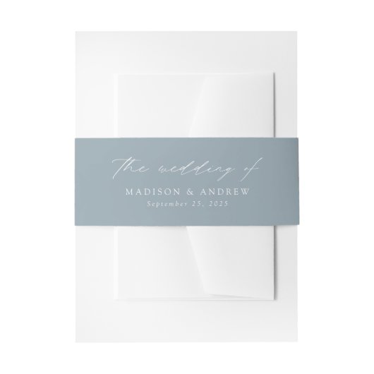Bandeau De Faire-part Mariage moderne élégant Dusty Blue Script (Devant example)