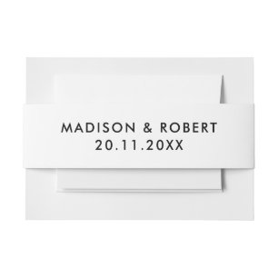 Bandeau De Faire-part Mariage Moderne Minimaliste Gras Noir et Blanc