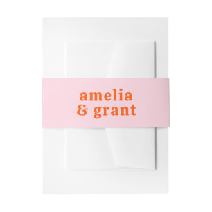 Bandeau De Faire-part Mariage Moderne Police Rétro Orange et Rose