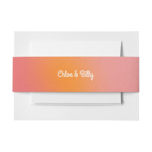 Bandeau De Faire-part Mariage moderne rétro dégradé rose orange