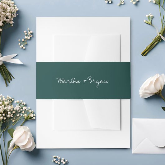 Bandeau De Faire-part Mariage Moderne Simple et Classique Vert Chasseur