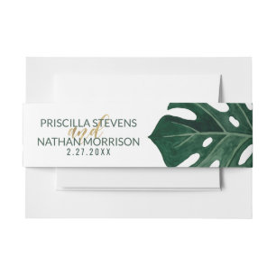 Bandeau De Faire-part Mariage moderne Tropical Suisse feuille d'or au fr
