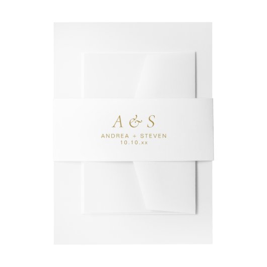 Bandeau De Faire-part Mariage Monogramme blanc et or (Devant example)