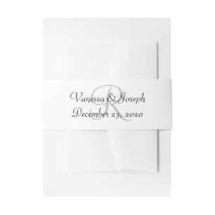Bandeau De Faire-part Mariage Monogramme Blanc Noir Argent