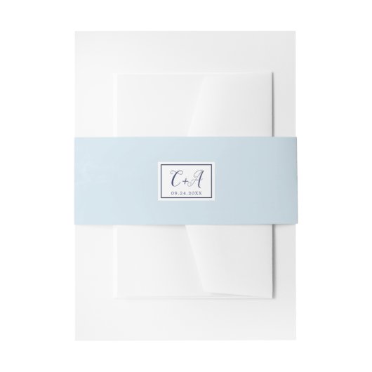 Bandeau De Faire-part Mariage monogramme bleu clair classique (Devant example)