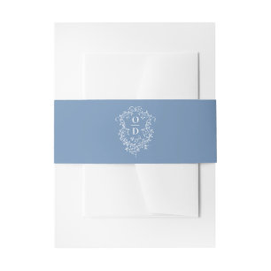 Bandeau De Faire-part Mariage monogramme bleu foncé minimaliste