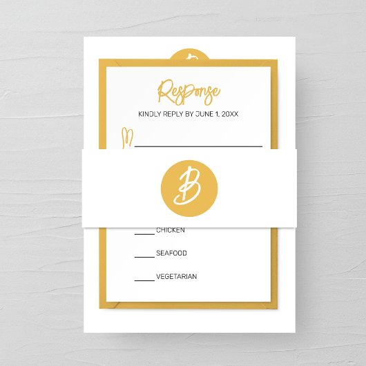 Bandeau De Faire-part Mariage Monogramme d'or solide