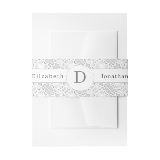 Bandeau De Faire-part Mariage monogramme en dentelle blanche (Devant example)
