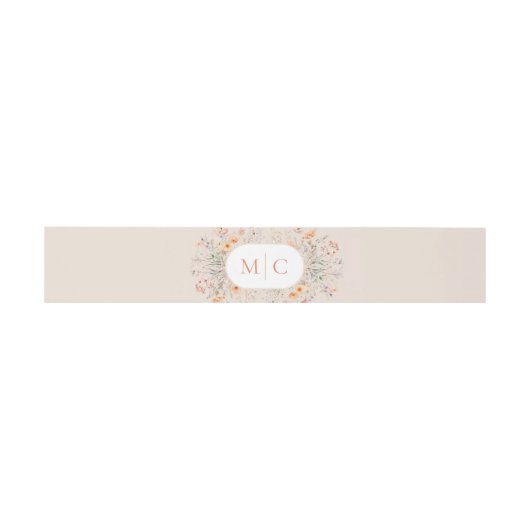 Bandeau De Faire-part Mariage Monogramme Fleur sauvage Boho (Plat)