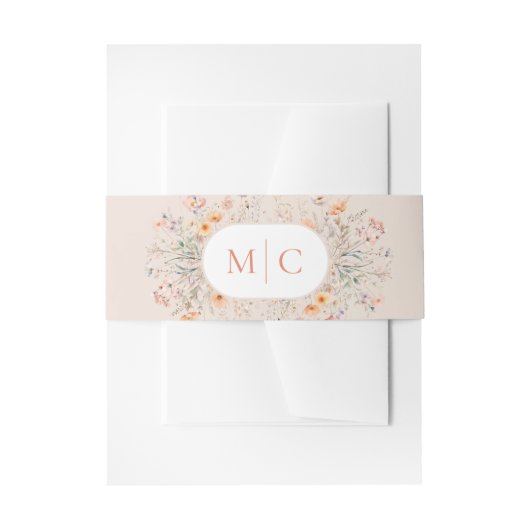 Bandeau De Faire-part Mariage Monogramme Fleur sauvage Boho (Devant example)