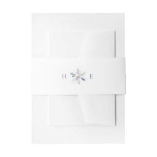 Bandeau De Faire-part Mariage Monogramme Flocon de Neige Bleu Moderne
