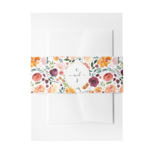 Bandeau De Faire-part Mariage Monogramme Floral Automne (Devant example)