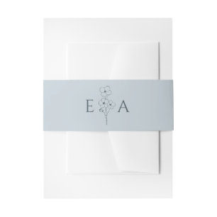 Bandeau De Faire-part Mariage Monogramme Floral Dessiné à la Main Bleu P