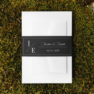 Bandeau De Faire-part Mariage monogramme minimal Noir