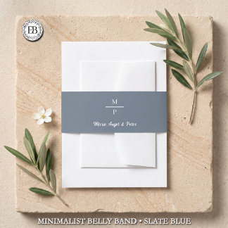 Bandeau De Faire-part Mariage Monogramme Minimaliste Bleu Ardoise