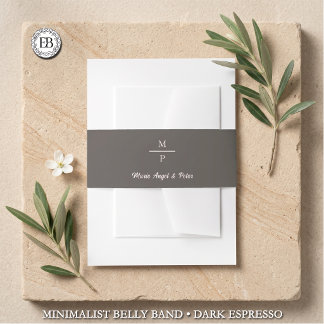 Bandeau De Faire-part Mariage Monogramme Minimaliste Café Espresso Foncé