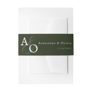 Bandeau De Faire-part Mariage Monogramme minimaliste Emerald Green