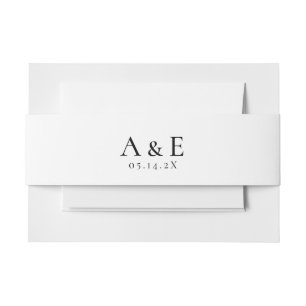 Bandeau De Faire-part Mariage Monogramme Moderne Couples Noir & Blanc