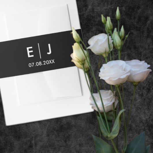 Bandeau De Faire-part Mariage Monogramme noir et blanc