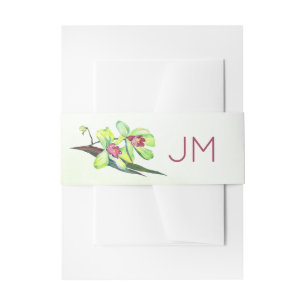 Bandeau De Faire-part Mariage Monogramme Orchidées Vertes